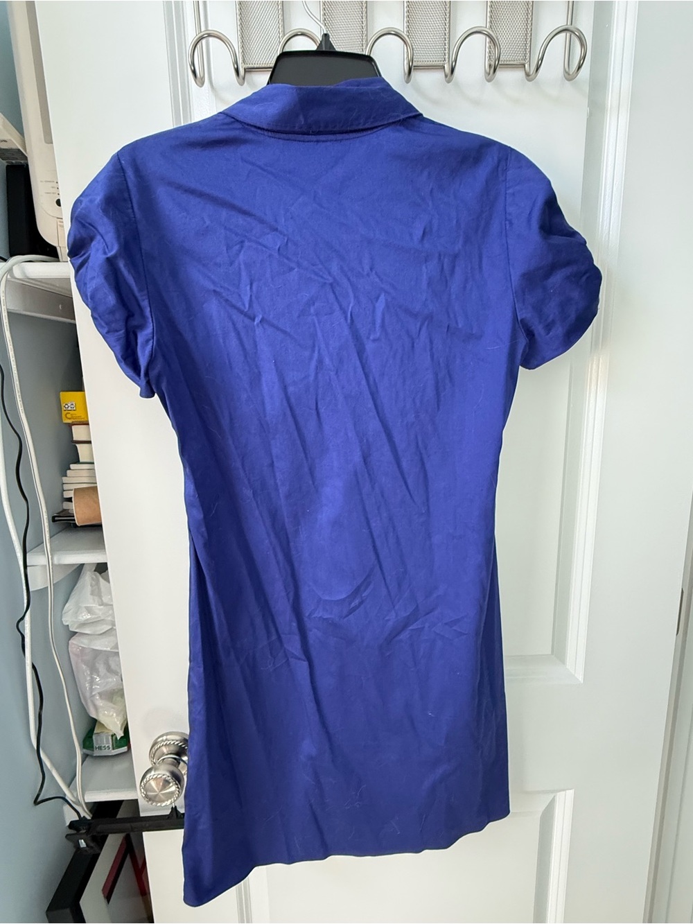 Elie Tahari Cobalt Blue V-Neck Dress with Ruffle Trim - Picture 2 of 5